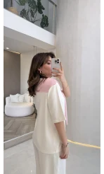 Sawa Fular Detay T-Shirt - Pembe - Kod: 1094