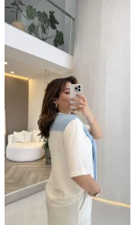 Sawa Fular Detay T-Shirt - Bebe Mavisi - Kod: 1094