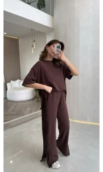 Castel Paraşüt Detaylı Yarım Kol Takım - Kahverengi - Kod: 4118