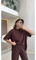 Castel Paraşüt Detaylı Yarım Kol Takım - Kahverengi - Kod: 4118