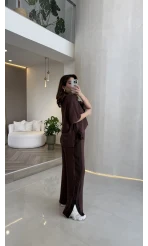 Castel Paraşüt Detaylı Yarım Kol Takım - Kahverengi - Kod: 4118