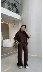 Castel Paraşüt Detaylı Yarım Kol Takım - Kahverengi - Kod: 4118