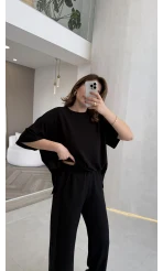 Castel Paraşüt Detaylı Yarım Kol Takım - Siyah - Kod: 4118