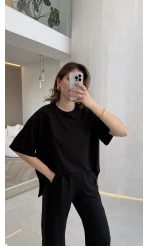 Castel Paraşüt Detaylı Yarım Kol Takım - Siyah - Kod: 4118