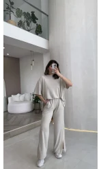 Castel Paraşüt Detaylı Yarım Kol Takım - Taş - Kod: 4118