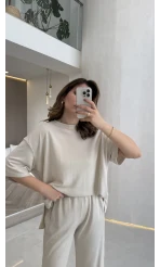 Castel Paraşüt Detaylı Yarım Kol Takım - Taş - Kod: 4118