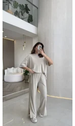 Castel Paraşüt Detaylı Yarım Kol Takım - Taş - Kod: 4118