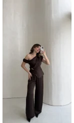 Premium Tokalı Saten Takım - Acı Kahve - Kod: 01440