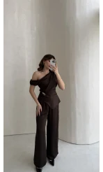 Premium Tokalı Saten Takım - Acı Kahve - Kod: 01440