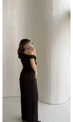 Premium Tokalı Saten Takım - Acı Kahve - Kod: 01440