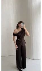 Premium Tokalı Saten Takım - Acı Kahve - Kod: 01440