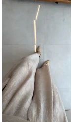 Madonna Yaka Bluz Geniş Paça Pantolon Takım - Taş - Kod: 0957