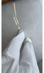 Dökümlü Bağcıklı Beli Lastikli Pantolon - Ekru - Kod: 0893