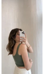 Göğüs Pedli Crop - Yeşil