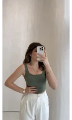 Göğüs Pedli Crop - Yeşil