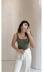 Göğüs Pedli Crop - Yeşil
