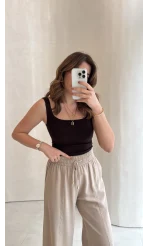 Göğüs Pedli Crop - Acı Kahve