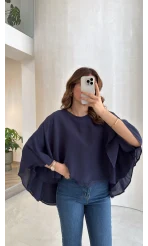Mariposa Pelerin Bluz - Lacivert - Kod: 5044
