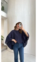 Mariposa Pelerin Bluz - Lacivert - Kod: 5044