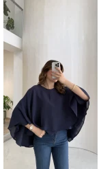 Mariposa Pelerin Bluz - Lacivert - Kod: 5044