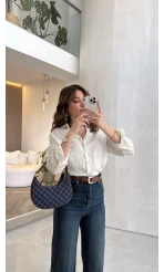 Simli Mavi Çizgili Gömlek - Kod: 2216