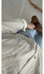 Simli Vizon Çizgili Gömlek - Kod: 2216