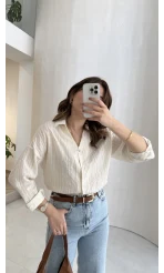 Simli Vizon Çizgili Gömlek - Kod: 2216