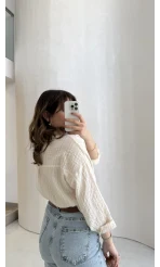 Simli Vizon Çizgili Gömlek - Kod: 2216