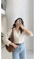 Simli Vizon Çizgili Gömlek - Kod: 2216