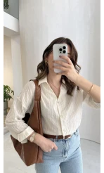 Simli Vizon Çizgili Gömlek - Kod: 2216