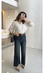 Ultra Yüksek Bel Kemerli Likralı Denim Jean Pantolon - Old - Kod: 1817