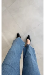 Ultra Yüksek Bel Kemerli Likralı Denim Jean Pantolon - Mavi - Kod: 1832