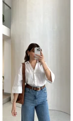 Şantuk Keten Kumaş Gömlek - Ekru - Kod: 2164