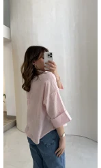 Şantuk Keten Kumaş Gömlek - Pembe - Kod: 2164