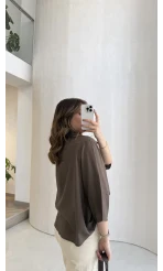 Keten Kumaş Gömlek - Kahve - Kod: 4982