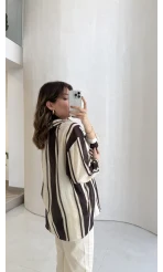 Kahverengi Çizgili Gömlek - Kod: 5060