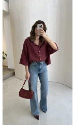 Lesi Yüksek Bel Straight Jean Pantolon - Mavi - Kod: 1014