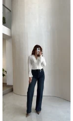 Lesi Yüksek Bel Straight Jean Pantolon - Old - Kod: 77302