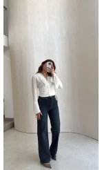 Lesi Yüksek Bel Straight Jean Pantolon - Old - Kod: 77302