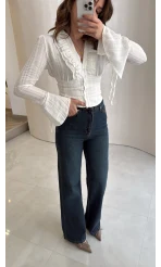 Lesi Yüksek Bel Straight Jean Pantolon - Old - Kod: 77302