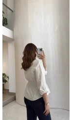 Dolly Beli Gipeli Gömlek - Beyaz - Kod: 1000