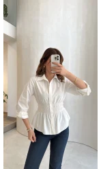 Dolly Beli Gipeli Gömlek - Beyaz - Kod: 1000