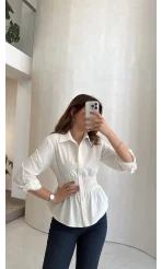 Dolly Beli Gipeli Gömlek - Beyaz - Kod: 1000