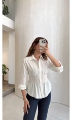 Dolly Beli Gipeli Gömlek - Beyaz - Kod: 1000