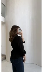 Dolly Beli Gipeli Gömlek - Siyah - Kod: 1000