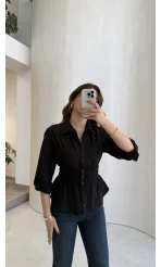 Dolly Beli Gipeli Gömlek - Siyah - Kod: 1000