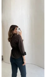 Dolly Beli Gipeli Gömlek - Kahve - Kod: 1000