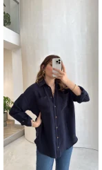 Cepli Uzun Gömlek - Lacivert - Kod: 2191