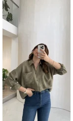 Cepli Uzun Gömlek - Haki - Kod: 2191