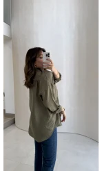 Cepli Uzun Gömlek - Haki - Kod: 2191